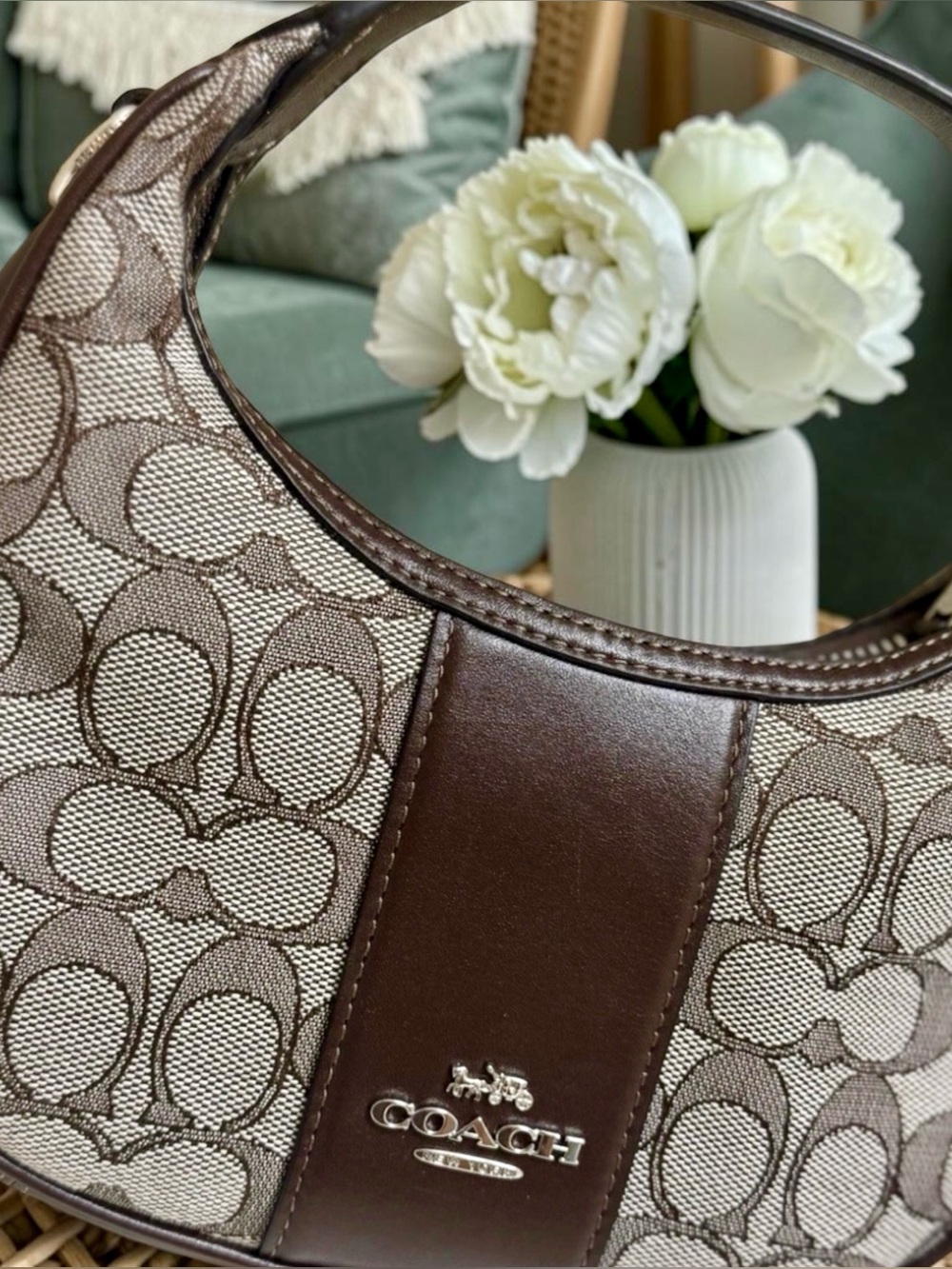 COACH Carmen Mini Signature Jacquard in Oak/Maple - Picture 6 of 8